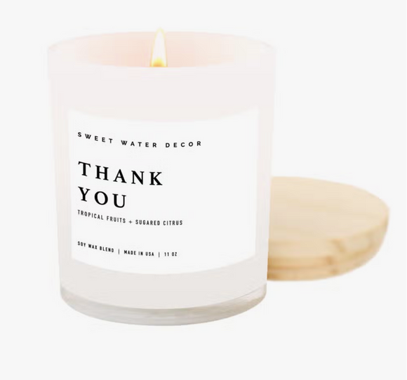 Thank You 11oz Soy Candle - Sweet Water Decor
